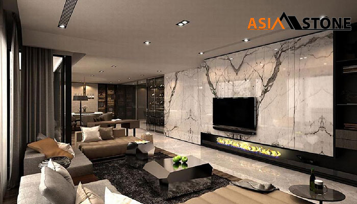Ốp đá marble phòng khách